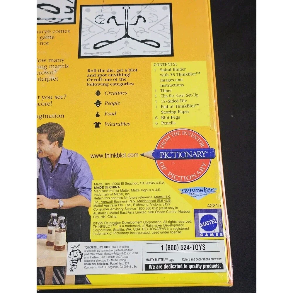 Mattel ThinkBlot Board Game 1999 Vintage Sealed New Inventor of Pictionary